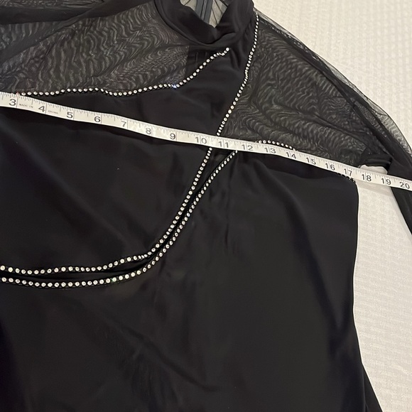 Carabella Show Stopper Black Dress with Semetric Rhinestones. Sheer Sleeves Med - Picture 12 of 16